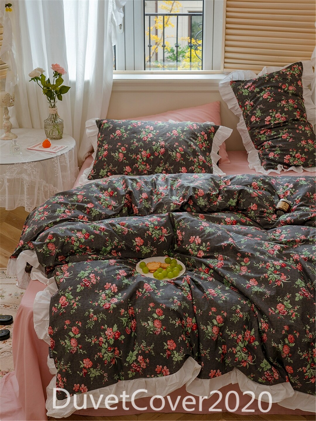 Duvet Covers 100 Cotton Black Floral Duvet Cover Full/queen With