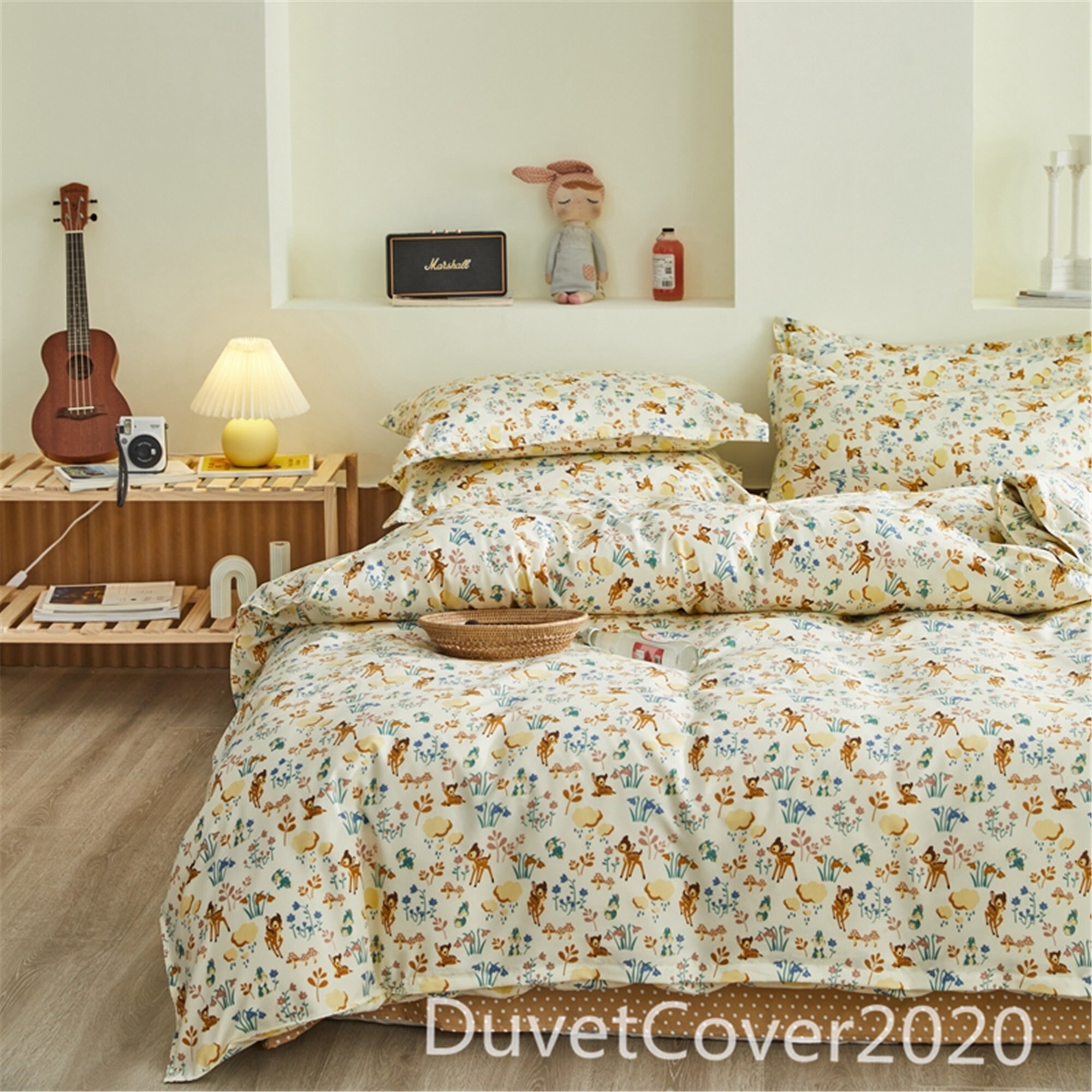 Beige White Floral Duvet Cover Queen Twin Single Etsy