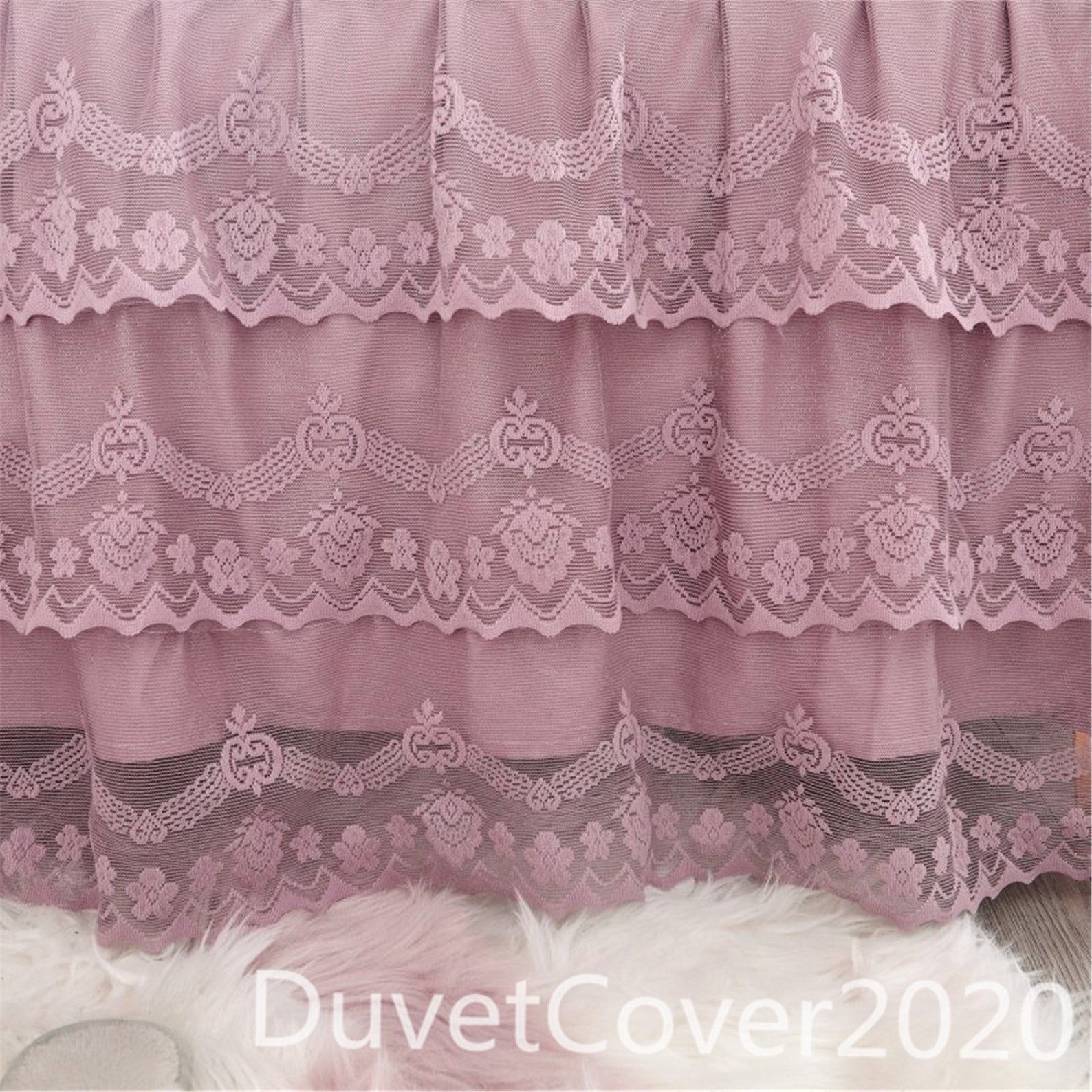 Dusty Pink Bed Skirt Queenlace Bed Skirtsbedskirts Queenbed Etsy