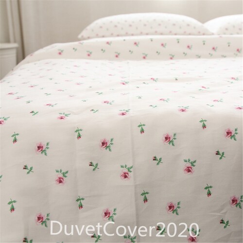 Fresh Floral Cotton Duvet Cover Set Girlish Floral Bedding Etsy