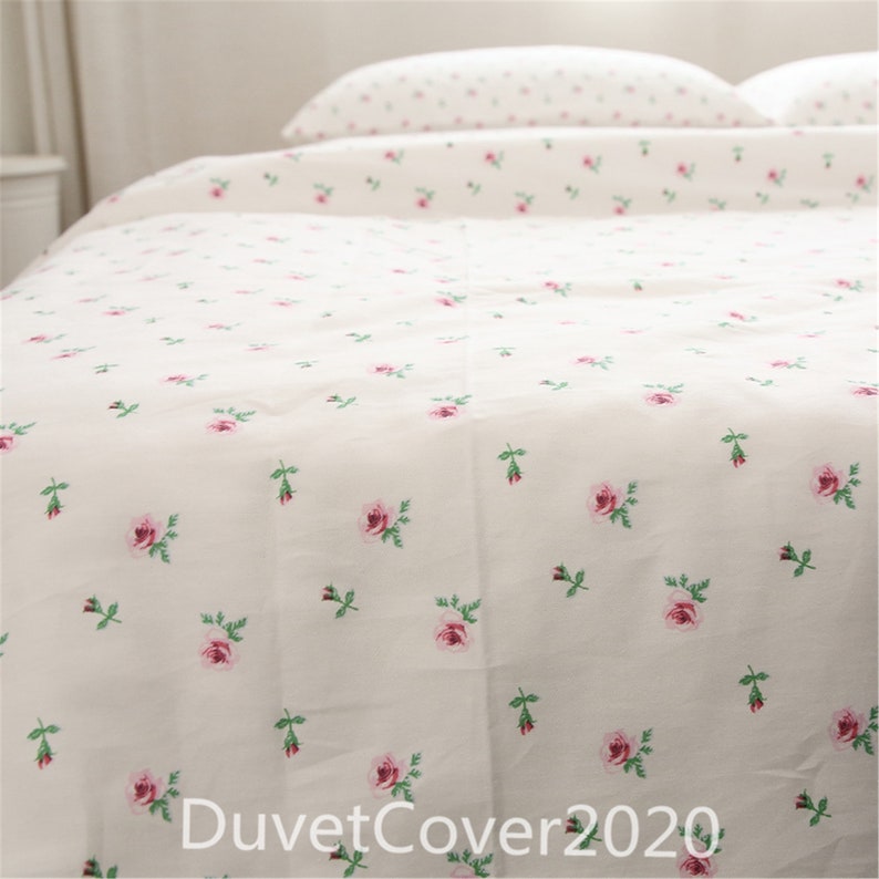 Customized Size White Cotton Duvet Covers With Roses100 Etsy