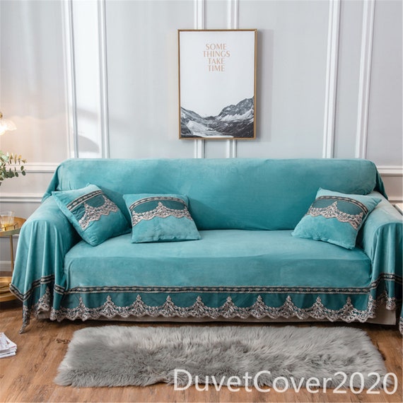 Couch Cover Lake Blue Velet Sofa Coversofa Slipcover Australia Couch Cover Lake Blue Velet Sofa, Best Sofa Covers Australia