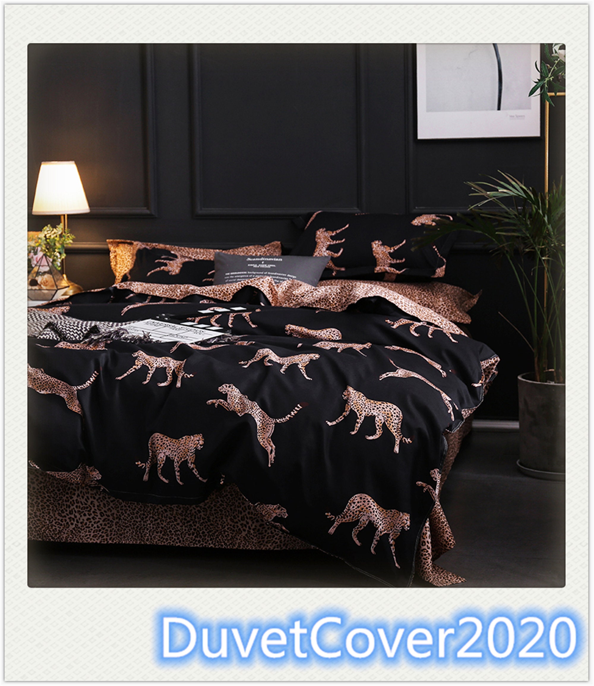Black Leopard Print Duvet Cover King Queen Twin Full Duvet Etsy