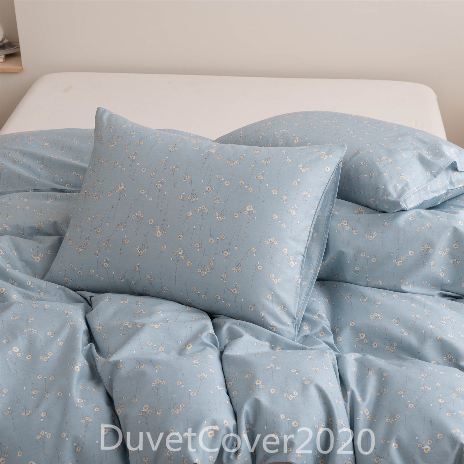 Elegant Light Blue 100 Cotton Duvet Cover Twin Queen Etsy