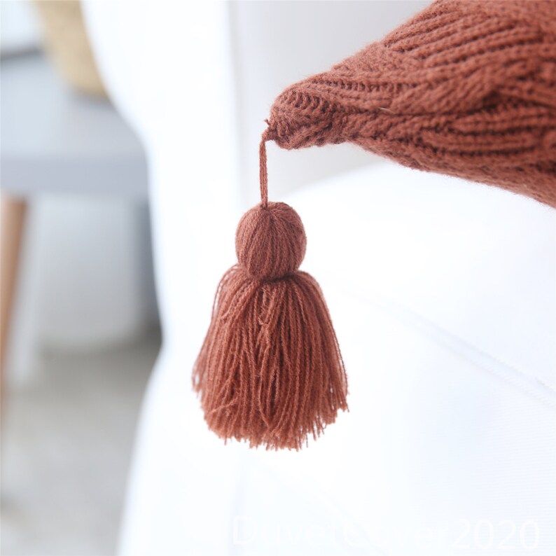 18 Brown Tassels Pillowcase Covers Knitting Lumbar Pillowcases Couch Sofa Square Cushion Cover Pillow Covers Throw Pillow Cases Knitted