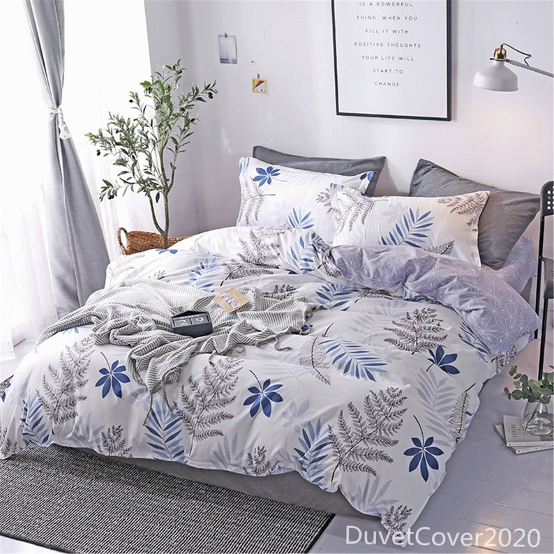 Fl Duvet Cover White Concise Beddings Bedding Set Queen Twin Kid Teen Covers Pillowcase Quilt Kits Thienhop Com Fl Duvet Cover White Concise, Queen Size Bed Quilt Kits