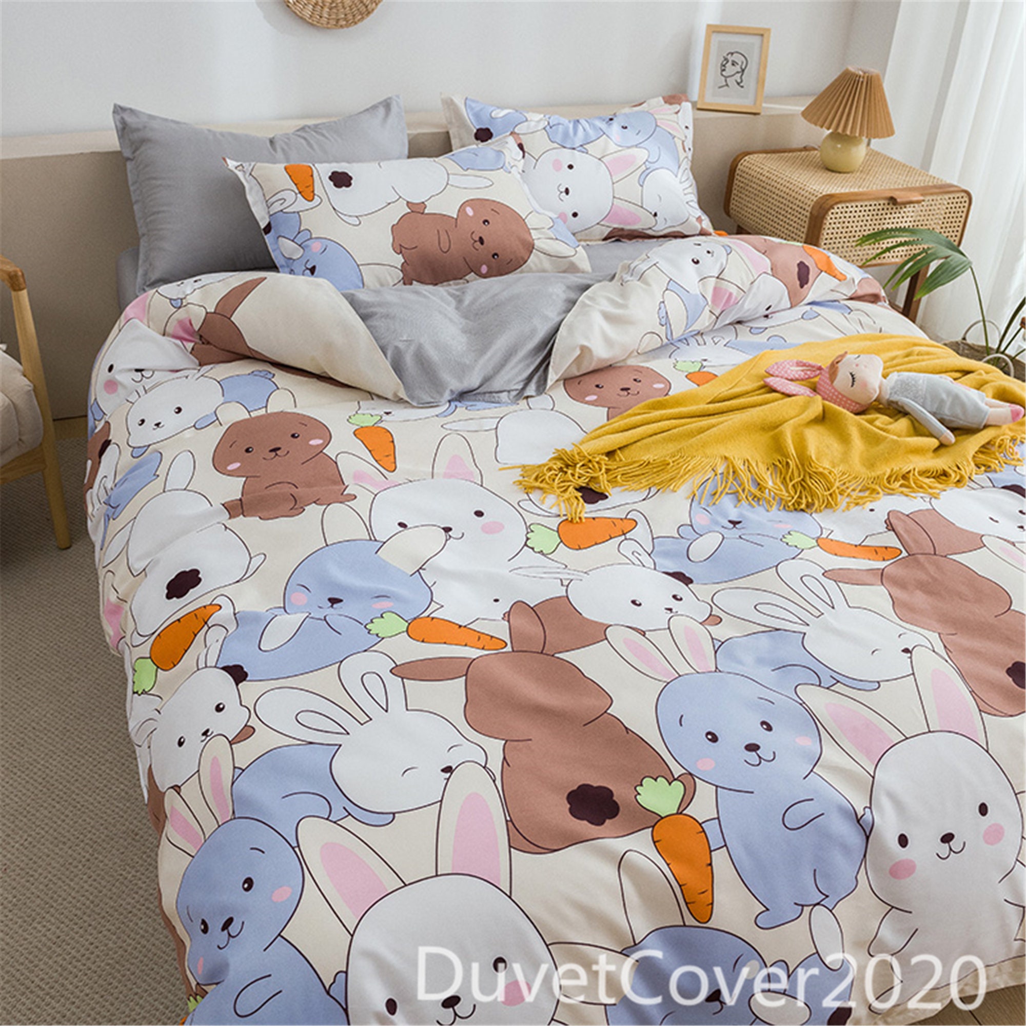 Lovely Rabbit Duvet Cover Queen Twin Single Doubleau/eu/fr Etsy