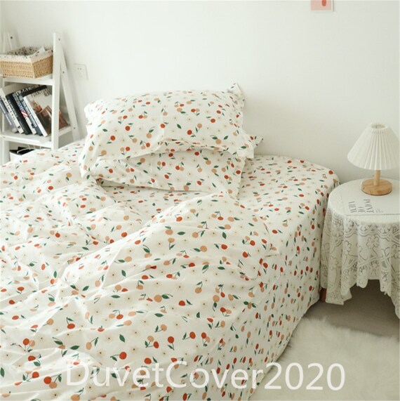 Beige 100 Cotton Duvet Covers Cherry, Twin Size Duvet Covers At Ikea