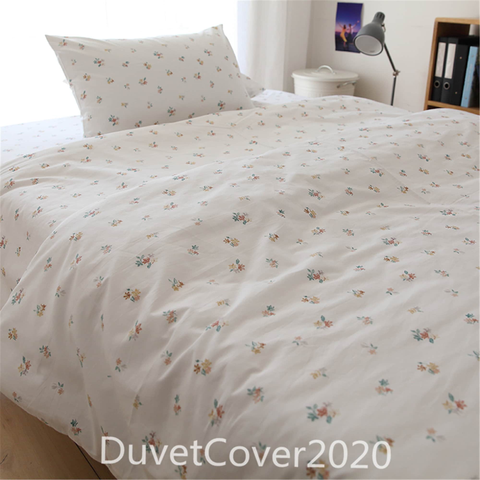 100% Cotton White Floral Duvet Cover 