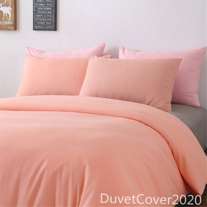 Coral Pink Duvet Cover Twin Queen King Duvet Covers Twin Queen Etsy