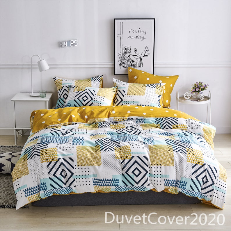 Yellow 100 Cotton Duvet Cover Queen Twin KingDuvet Covers Etsy