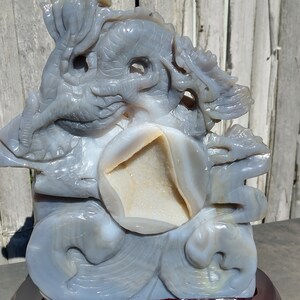 Agate Dragon Lucky Quartz  Geode Crystal Gemstone Druzy 1006g