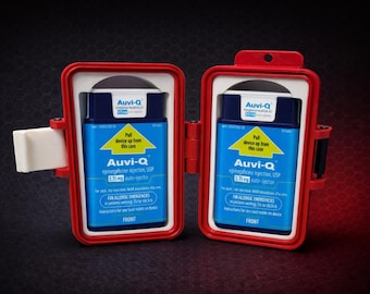 AuviPod Duo | Rigid Case for 2 Auvi-Q® Auto-Injectors – Shock-Absorbing TPU Insert, Compact Emergency Allergy Case