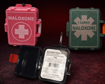 NaloxPod™ – Case for 2 Naloxone Nasal Sprays – Rigid Shock-Resistant Emergency Medication Holder with Carabiner