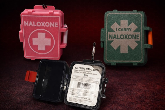 NaloxPod™ – Étui pour 2 vaporisateurs nasaux de naloxone – Boîtier rigide résistant aux chocs avec mousqueton