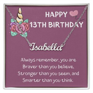 13. Geburtstag Mädchen Personalisierte Namenskette Offizielle Teenager Dreizehnte Geburtstag Halskette Geschenk für 13 Jahre altes Mädchen mit Karte