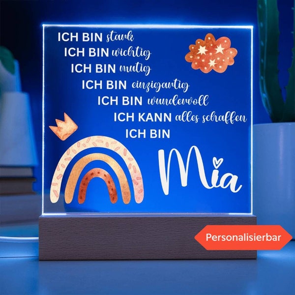 Schulkind 2023 Personalisiertes Acryl LED Licht Mit Namen, Schultüte, Geschenk Geburtstag Für Mädchen, Einschulung Geschenkidee, Affirmation