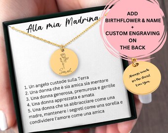 Alla mia Madrina | collana a madrina | regalo di Natale a madrina regalo di compleanno per madrina |gioielli madrina |definizione di madrina