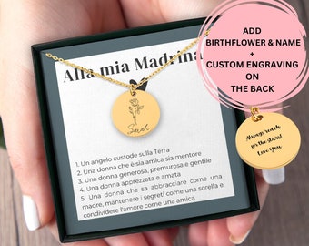 Alla mia Madrina | collana a madrina | regalo di Natale a madrina regalo di compleanno per madrina |gioielli madrina |definizione di madrina