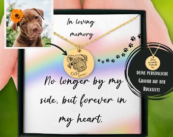 Personalisierte Halskette Hund Portrait, Foto Kette Erinnerung An Hund Hunde Trauer, Andenken Mit Persönlicher Gravur, Erinnerung Haustier