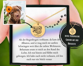 Personalisierte Halskette Hund Portrait, Geschenk Für Freundin Die Hund Verloren Hat,Geschenk Freundin Trauer Hund Kette Mit Gravur Haustier
