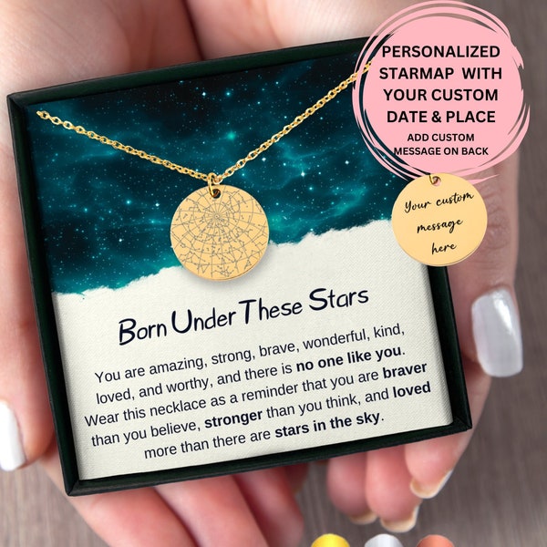 Custom Star Map Necklace Birthday Gift For Daughter, Granddaughter, Goddaughter, Niece Birthday Gift, Personalized Birthday Necklace