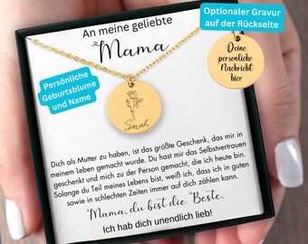 Muttertagsgeschenk Mama, Geschenk An Mama, Personalisiertes Geschenk Zum Muttertag, Sohn An Mama, Mama Zum Geburtstag, Geburtsblumenkette