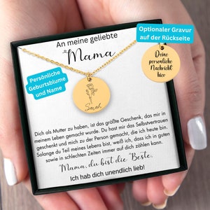 Muttertagsgeschenk Mama, Geschenk An Mama, Personalisiertes Geschenk Zum Muttertag, Sohn An Mama, Mama Zum Geburtstag, Geburtsblumenkette
