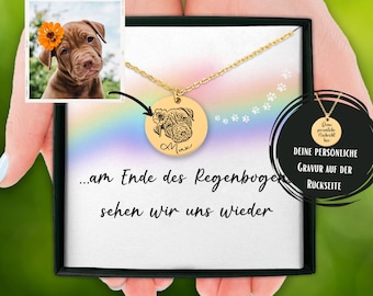 Personalisierte Halskette Hund Portrait, Foto Kette Erinnerung An Hund Hunde Trauer, Tier Verstorben Beileid, Mitgefühl Hund Gestorben