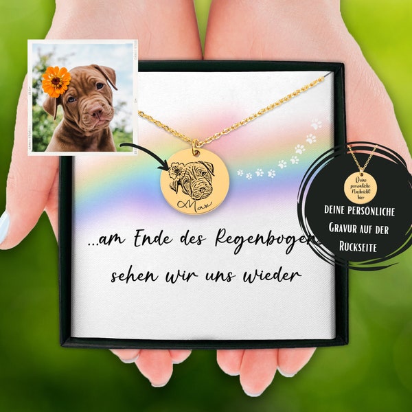 Personalisierte Halskette Hund Portrait, Foto Kette Erinnerung An Hund Hunde Trauer, Tier Verstorben Beileid, Mitgefühl Hund Gestorben
