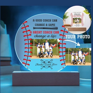 Baseball Personalized Gift Acrylic Plaque, Baseball Coach Gift, Baseball Coach Thank You Appreciation, Baseball Coach End Of Season Gift