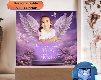 Memoriale fotografico per bambini, Memoriale personalizzato per la perdita del figlio, Regalo per il dolore della perdita della figlia, Perdita del figlio, Stairway To Heaven Angelwings