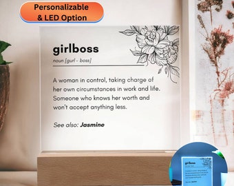 Targa acrilica artistica personalizzata per la definizione del capo ragazza, citazione del capo ragazza, regalo del capo ragazza per un amico, idee regalo del capo ragazza, definizione del capo ragazza