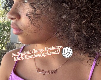 Volleyball Necklace, Volleyball Personalized Name Necklace, Volleyball Gift For Team, Volleyball Jewelry, Volleyball Charm, Volleyball Coach