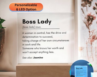 Boss Lady Acryl Zeichen, Mädchen Boss Büro Dekor, Geschenk für Geschäftsinhaber, Kleinunternehmer, neues Geschäftsgeschenk, Business Zeichen
