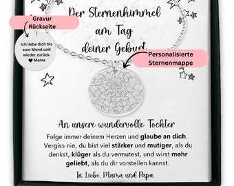 An Unsere Tochter, Armband Mit Gravur, Sternen Mappe Mit Datum Und Ort, Tochter Weihnachten, Tochter Schulabschluss, Tochter Geburtstag