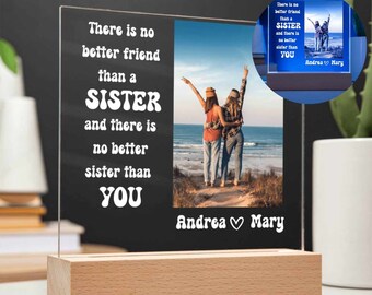 Sister Gifts, Sister Personalized Gift From Sister, Sister Photo Gift LED Light, Christmas Gift Unique Gift For Sister, Sister Print Plaque