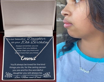 10th Birthday Gift For Daughter Personalized Name Necklace. Children's Kids Gift For 10 Year Old Girl, Double Digits Birthday Gift Initial