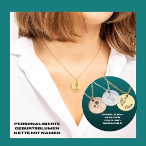 Personalisierte Geburtsblumen Kette, Geburtsblumen Anhänger aus  Silber oder 18K vergoldet, Personalisiertes Weihnachtsgeschenk, Geburtstag