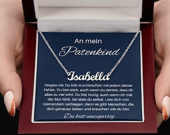 Geschenk An Patenkind Personalisierte Namenskette, Pate Und Patenkind, Geschenk Geburtstag Patin An Patenkind Mädchen Halskette Mit Namen