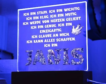 Schulkind 2023 Personalisiertes Geschenk Zum Schulanfang, Junge Einschulung Spruch, Kinderzimmer Dekoration LED Poster, Mutmacher Junge