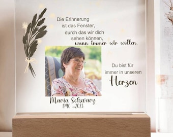 Geschenk Zur Trauer Personalisiert, Personalisiertes Andenken Trauer, Tröstende Sprüche Trauer, Wortlicht Trauer, Gedenklicht Mit Foto