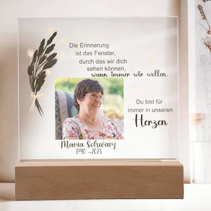 Geschenk Zur Trauer Personalisiert, Personalisiertes Andenken Trauer, Tröstende Sprüche Trauer, Wortlicht Trauer, Gedenklicht Mit Foto