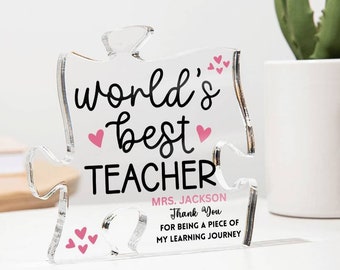 Teacher Personalizes Puzzle Acryl Plaque Gift, Thank You Gift For Teacher, Worlds Best Teacher Appreciation Gift, Teacher Gift Ideas