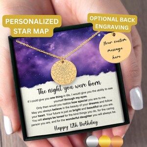 Personalized 12th Birthday Gift For Daughter, Star Map Necklace 12th Birthday, 12th Birthday From Parents To Daughter, Daughter Turning 12