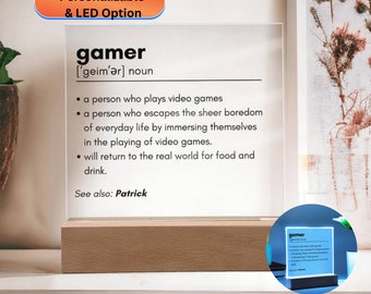 Gamer Definition Plaque, Gaming Room Decor, Gaming Gift For Boys, Gamer Funny Gift, For Gamer Birthday Gifts, Gaming Gift