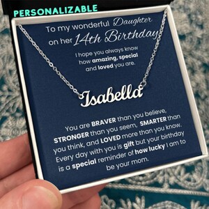 14th Birthday Gift For Her Personalized Name Necklace, 14thBirthday Necklace Gift From Auntie, Nana, Custom Gift For Daughter 14thBirthday