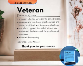 Regalo de veterano, veterano de las fuerzas armadas, impresión de definición de veterano, regalo del día del veterano, regalo de veterano personalizado, placa de signo de veterano personalizada