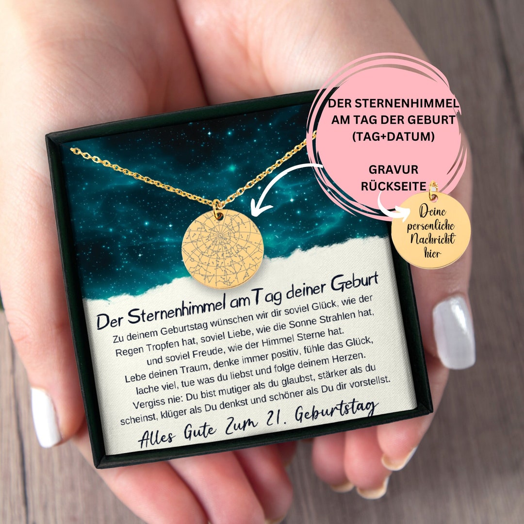 21. Geburtstag Tochter Halskette Silber Gold Rosengold, Geschenk Zum 21