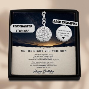 Graduation Gift for Son, Personalized Star Map Keychain, Class of 2026 Gift for Him, Custom Night Sky Keyring